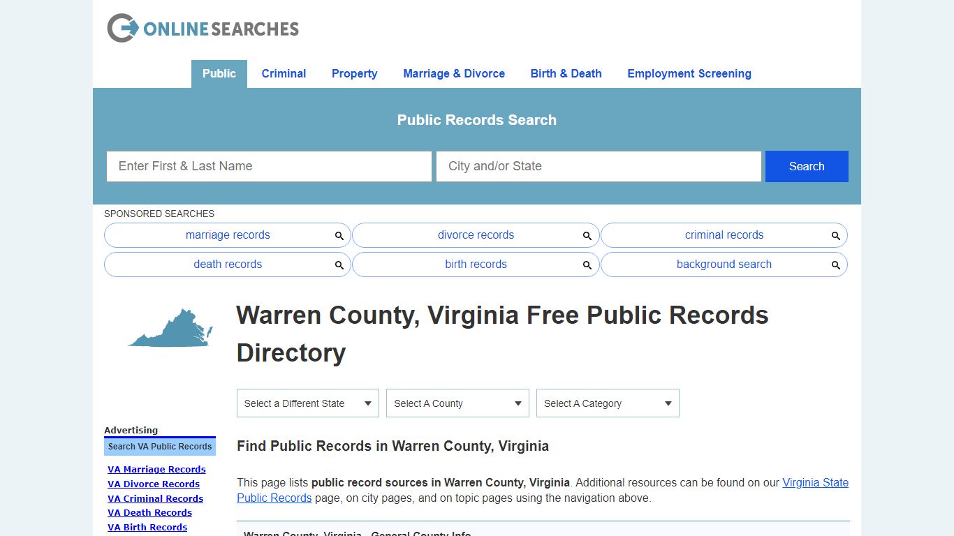 Warren County, Virginia Public Records Directory