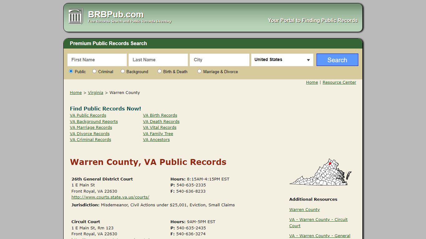 Warren County Public Records | Search Virginia Government Databases